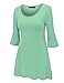 MBJ Womens Tie-Dye / Solid Round Neck 3/4 Bell Sleeve Tunic Top - Made in USA