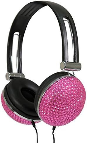 New Jersey Sound Corp. Pink Crystal Effect Bling Stereo Headphones