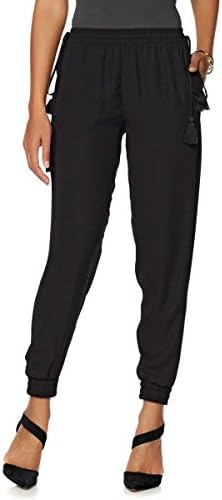 Colleen Lopez Daily Stroll Tassel Tie Pant Non-Stretch Knit Black XL New 524-449