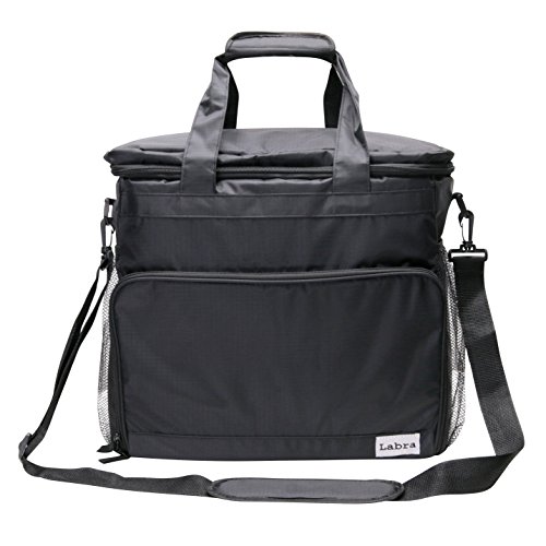 Labra Pet Dog Pet Travel Bag Carry On Luggage - Includes Bag, Pet First Aid Kit, Lined Food Containers, Collapsible Bowls and Placemat