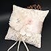 Haokaini Bridal Wedding Pocket Ring Pillow Cushion Bearer with Double Hearts Decoration, Ring Bearer for Beach Wedding, Wedding Ceremony（Color:Pink）