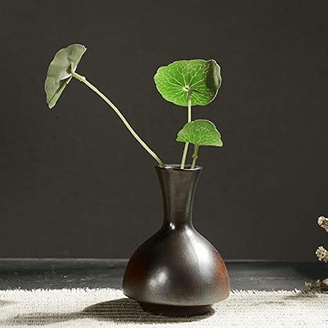 Amazon Co Jp Weanty 花瓶 陶器 柴焼き アンティーク花器 和風 シンプル スクエア 花瓶 一輪挿し かびん おしゃれ ラッピング 玄関飾り ブロンズ 7 5 10cm ホーム キッチン