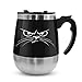 LEADNOVO Update Self Stirring Mug Auto Self Mixing Stainless Steel Cup for Bulletproof/Keto Coffee/Tea/Hot Chocolate/Milk/Cocoa Protein Shaker Mug for Office/Kitchen/Travel/Home -450ml/15.2oz (Black)