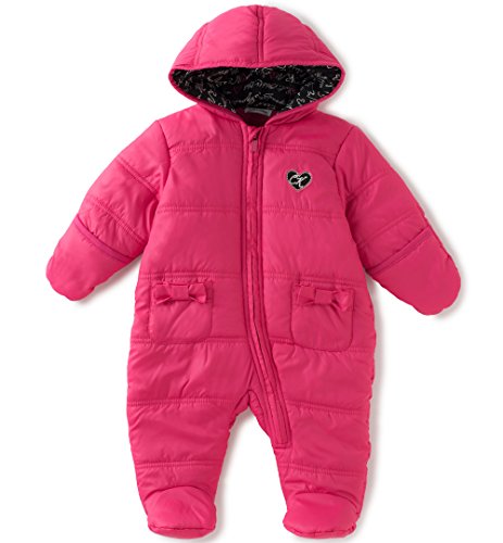 Calvin Klein Baby Girls' Hooded Quilted Pram, Hot Pink, 3-6 Months