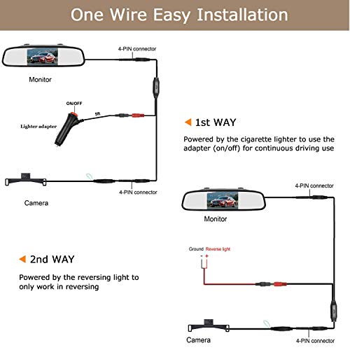 image for LeeKooLuu Reverse/Rear View Camera and Mirror Monitor Kit Only Wire Si