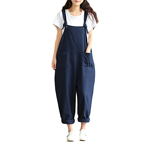 Helisopus Women s Overalls Baggy Adjustable Strap Jumpsuits Casual Loose Dungarees Rompers