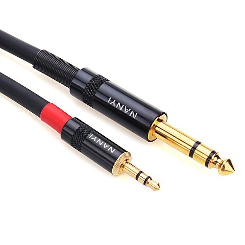 NANYI-35mm-18-Inch-TRS-Male-to-635mm-14-Inch-TRS-Male-Audio-Cable-Interconnect-Cable-with-Zinc-Alloy-Housing-for-Mobile-Phone-iPod-Laptop-Guitar-and-Amplifiers-15Feet