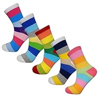 Searchself Boys Color Stripe Seamless Cotton Dress Socks (3-5 Years, Colorful)