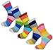 Searchself Boys Color Stripe Seamless Cotton Dress Socks (3-5 Years, Colorful)