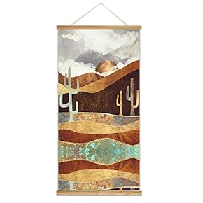 Wooden Framed Hanging Poster Nordic Style Nature Landscape Wall Picture Canvas Artwork for Home Decoration Ready to Hang - 18"x36"