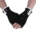 Sunward New Womens Lace Knitted Fingerless Gloves Arm Warmer Thumb Hole Mittens (Black button)