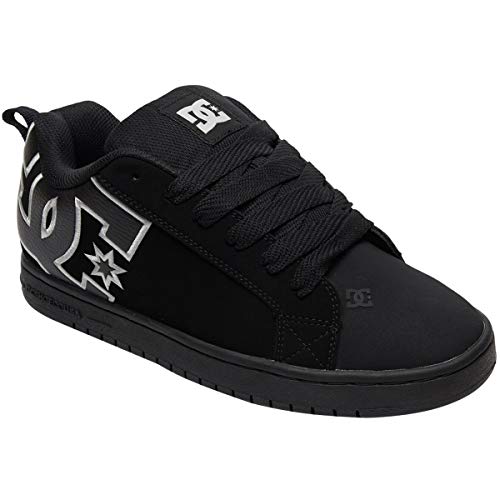 DC Men's Court Graffik Se Skate Shoe, Black/Black/White, 10 M US
