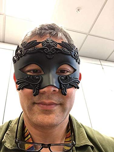 KEFAN Halloween Mask Greek Roman Masquerade Mask Mens Venetian Mardi Gras Mask(Black)