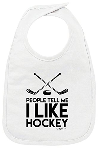 Funny Baby Gifts People Tell Me I Like Hockey Banana Bodysuit and White Bib Bundle 12 Months