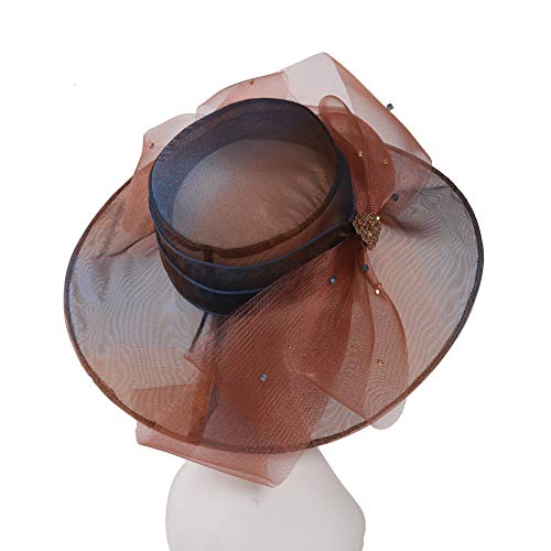 Go Mai Accessories Women's Organza Kentucky Derby Hat Fashion New Ladies Multicolor Elegant Personality Sun Hat Brown