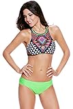 EVALESS Womens Tankini 2 Pieces High Neck Bikini Swimsuit
