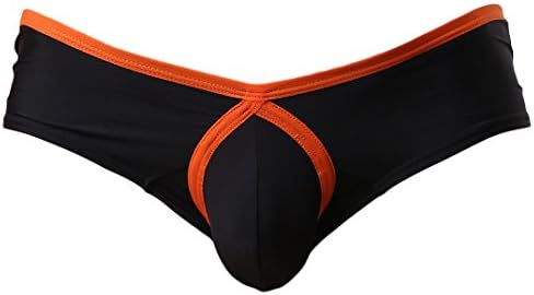 ANUN Men's Sexy Stretch Fit Ice-Silk Boxer Briefs with Low-Rise (S, Orange)