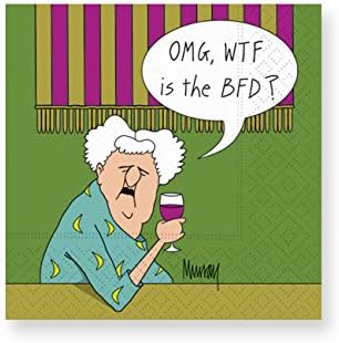 Design Design OMG Wtf Bfd Cocktail Napkins, 5", Multicolor