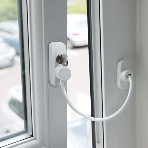 Kamtop Window Restrictor Locks 4 Packs Security Cable for Child Baby Safety Window Locks Door Locks with Screws Keys