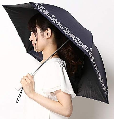 Amazon Co Jp マルイ ムーンバット Marui Moonbat 日傘 3段折りたたみ 楽々開閉 晴雨兼用 Uv 遮熱 軽量 くるっと巻くだけ ラクチン快適 ラメ花 ネイビー 50 服 ファッション小物
