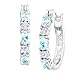 Platinum-Plated Brass 1 5/8 ct Natural Sky Blue Topaz Hoop Earrings with Diamonds, .875