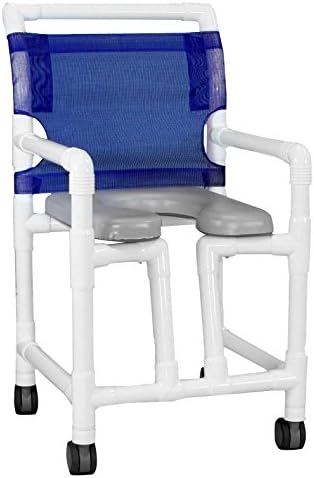 Care Products 530TWSOSL-RB Open Front Shower Chair with Slanted Seat, 18" Internal Width, 3" EZ Clean All Locking Twin Wheel Casters & Soft Seat, 38" Height, 18" Width, 21" Length