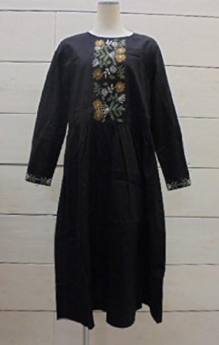 Amazon Co Jp パーリッシィ Par Ici 平織りコットン 植物刺繍ワンピース クロ F 服 ファッション小物