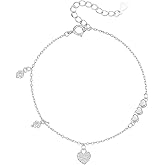 Dainty Heart Love Bracelet for Women 925 Sterling Silver Charms CZ Diamond Adjustable Chain Bracelets Delicate Jewelry Gifts