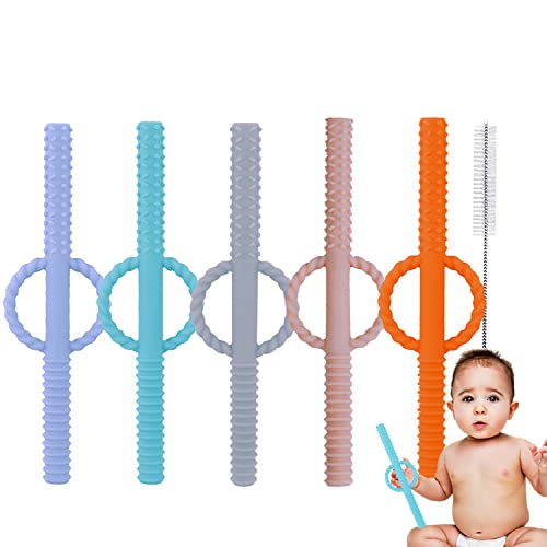 INTATIKOO Hollow Teething Tubes 5 Packs, Baby Teether Tubes, Soft
