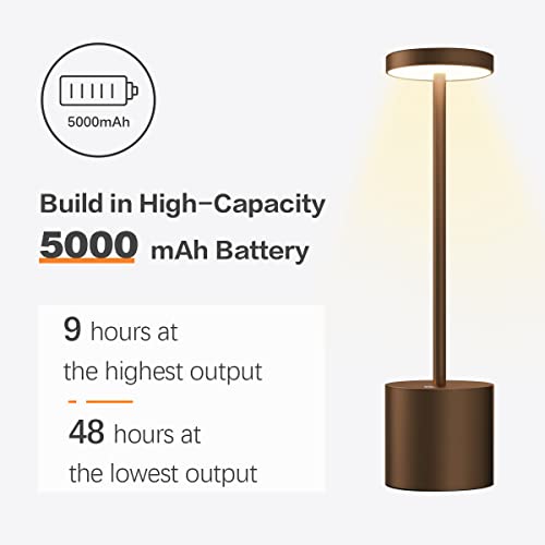 Hapfish Wireless Touch Bedside Lamp, 5000mAh 2PCS Rechargeable LED Table Lamp, Powerful USB Battery Desk Light, 3 Color Temperatures, for Bedside Office, Restaurant, Outdoor