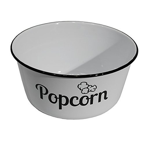 Vintage Inspired White Enamel Popcorn Bowl Set of Five, Snack Serving