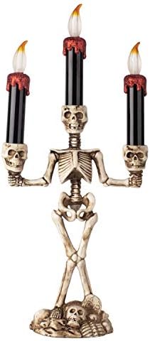KI Store Halloween Candelabra with LED Flameless Candles Holder Battery Operated Flickering Spooky Lighting for Halloween Decorations Mental Décor Centerpieces Window (Beige Skeleton) KI Store Halloween Candelabra with LED Flameless Candles Holder Battery Operated Flickering Spooky Lighting for Halloween Decorations Mental Décor Centerpieces Window (Beige Skeleton)