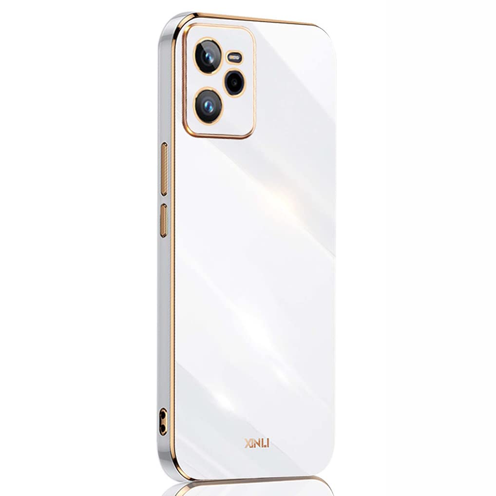 SEEKOO Case for Realme C35 4G, Ultra Thin Premium TPU Bumper Shockproof Soft Cover Electroplating Phnom Penh Design Silicone Skin Slim Case, White