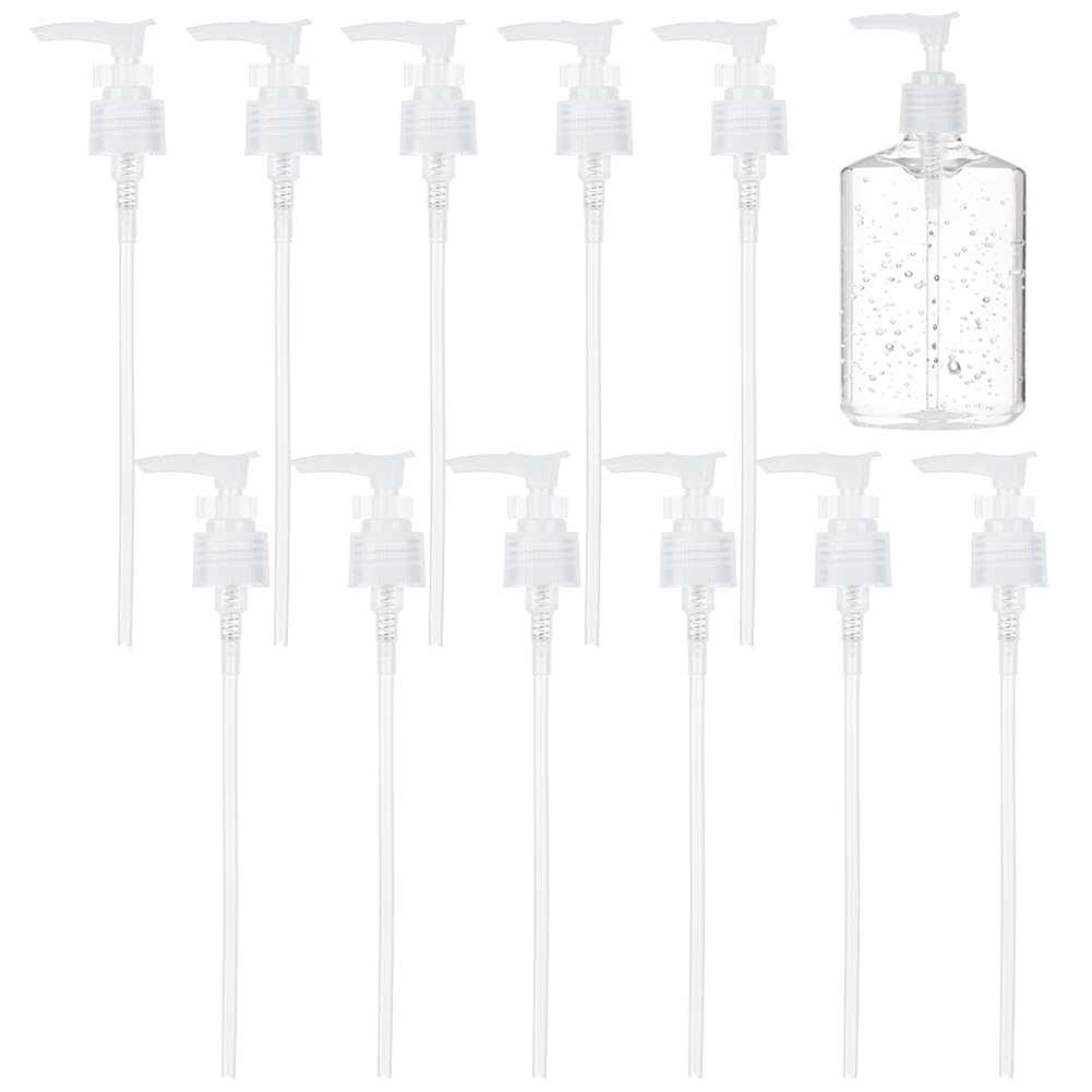 BENECREAT 12 Packs Plastic Replacement Pumps, 24-410 THREAD/NECK Locking Clear Dispenser Replacement Pump Lotion Pumps for Soap, Lotion, Shampoo, Kitchen and Bathroom