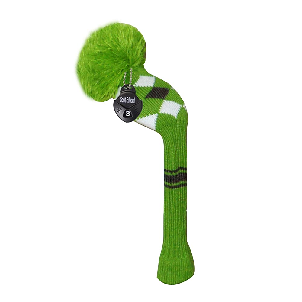 Knit Hybrid Golf Club Covers Fits Hybrids/UT Classical Fine Stripes with Long Neck Funny and Fresh Colors (Green Grey White Argyle)