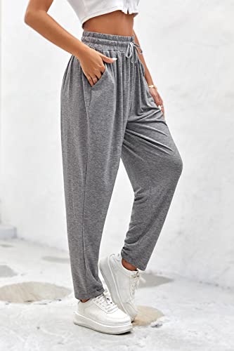 WOMEN’S CASUAL HAREM PANTS ELASTIC HIGH WAISTED LOOSE COMFY STRETCHY LOUNGE PAJAMA PJ PANTS