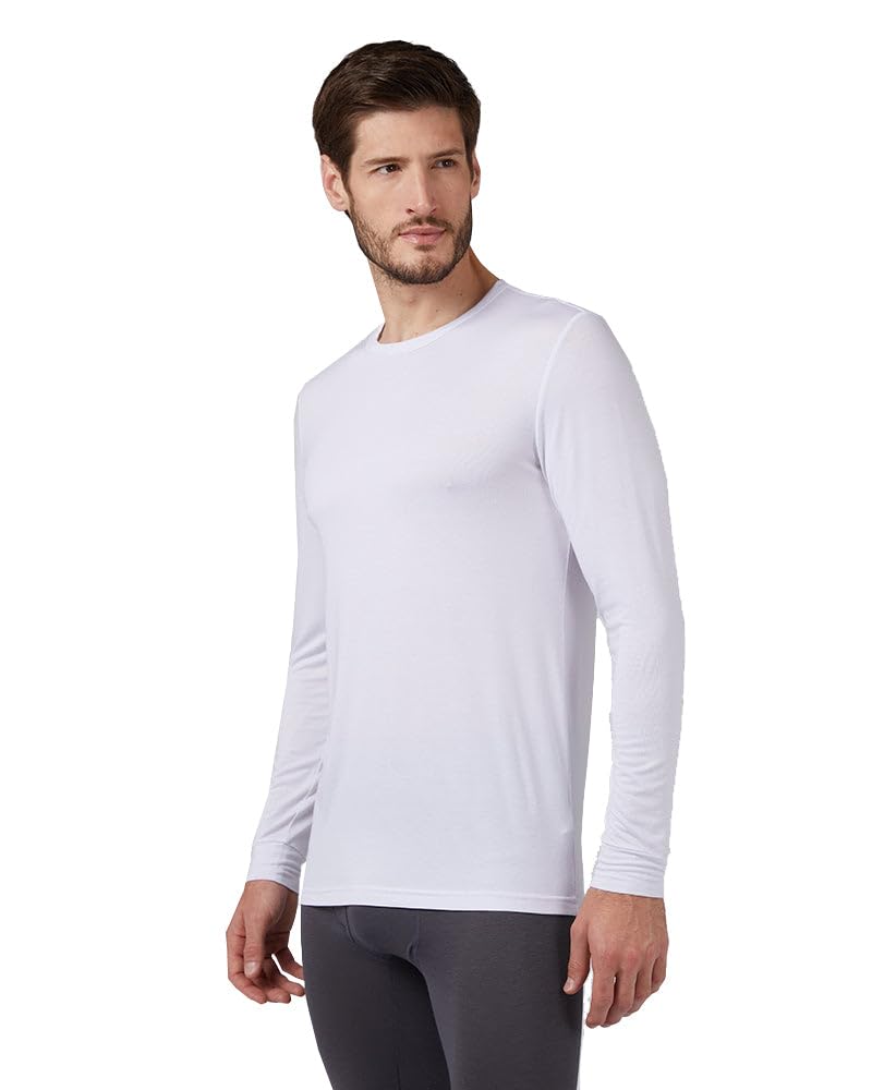 Photo 1 of 32 Degrees Heat Men’s Lightweight Baselayer Crew Top – Thermal Long Sleeve Shirt Cold Weather, White, Medium