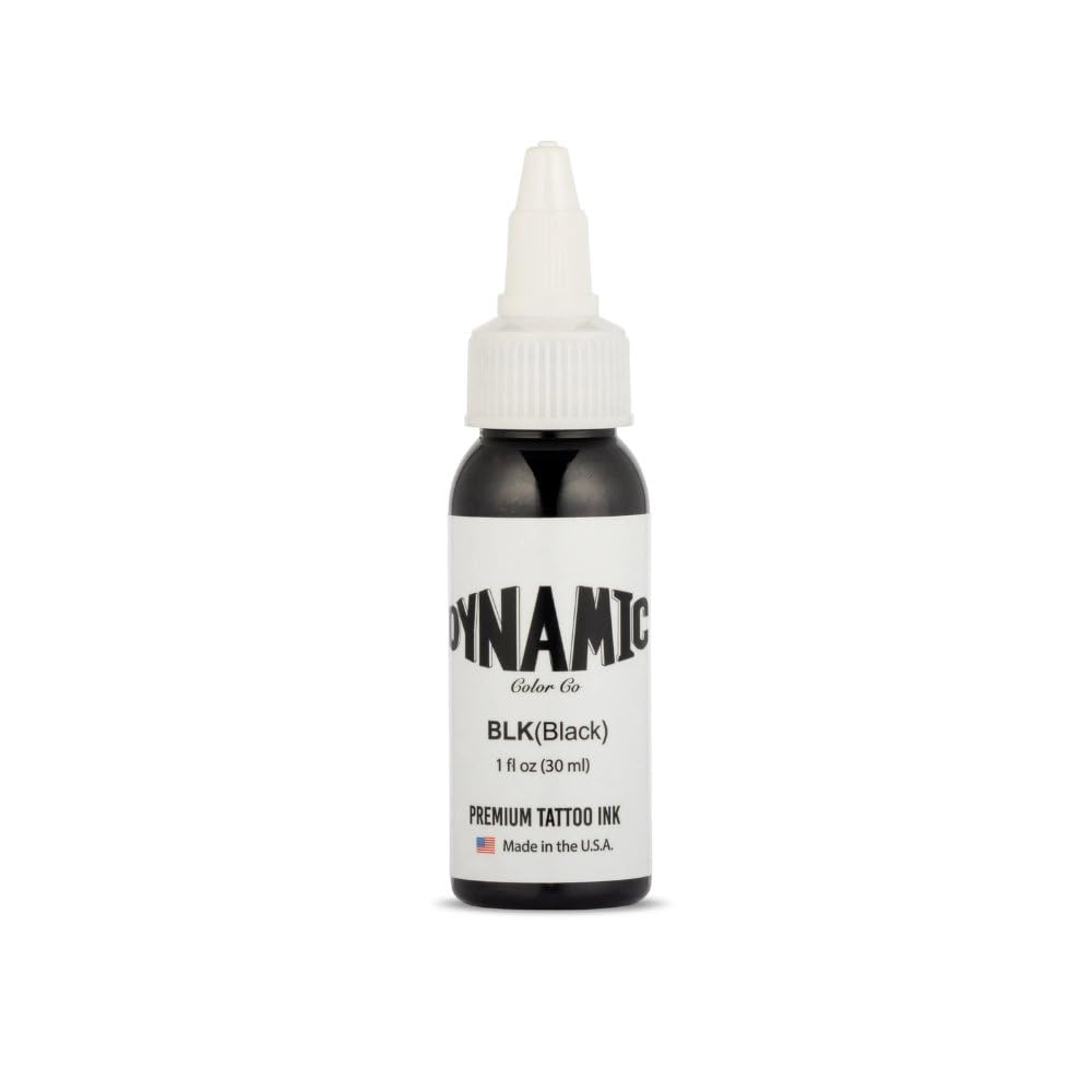 Single Needle Original Dynamic BLK | Premium Black Tattoo Ink for Lining and Shading | Professional Tattoo Supplies for Tattoo Artists and Apprentices, Suitable for Vegans | 1oz (30ml)
