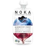 NOKA Superfood Pouches (Blueberry Beet) | 100% Organic Fruit And Veggie Smoothie Squeeze Packs | No Added Sugar, Non GMO, Gluten Free, Vegan, 4g Plant Protein | 4.2oz Each - Pack of 6