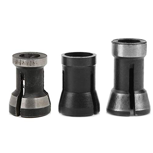 3PCS Router Collet Chuck, 6mm 6.35mm 8mm Router Bit Collet Chuck Adapters Router Collet Cone Woodworking Milling Cutter Chuck for Engraving Machines Trimming Milling Carving Heads
