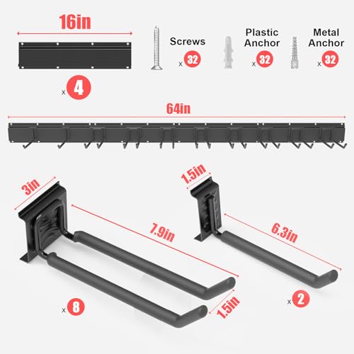 Mutilife 64inch Garage Tool Organizer Wall Mount, Heavy Duty Garden