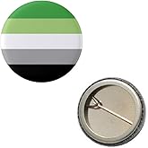 Aromantic Aro Pride Flag Pin 1” Round Circle Shape Metal Button Pin Badge Pinback 1 inch Pin 25 mm 2.5 cm