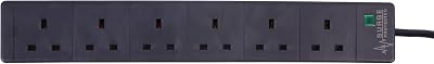 PRO ELEC PL12986 Surge Protected Extension Lead 6 Socket 8 Metre Black