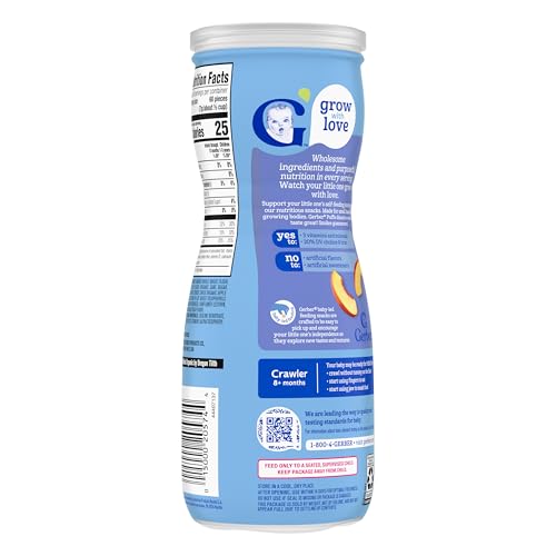 GERBER BABY SNACKS, ORGANIC PUFFS, PEACH, BABY FOOD, 1.48 OUNCE