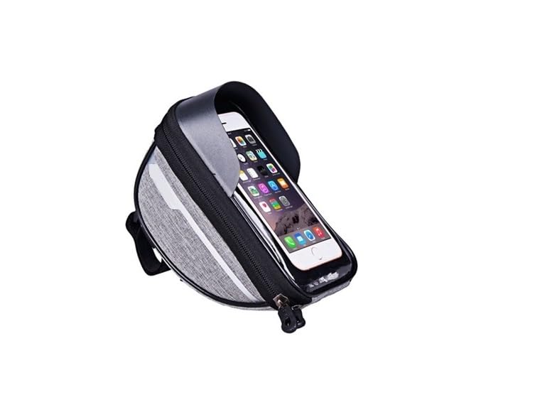 VOW® Bicycle Frame Bag Waterproof Touch Screen Cellphone Storage rain Cover Bag for MTB Racing Bike E-Bike Bicycle with TPU Touch Screen and Sun Visor & Rain Cover for Smart Phones up to 7" (Grey)