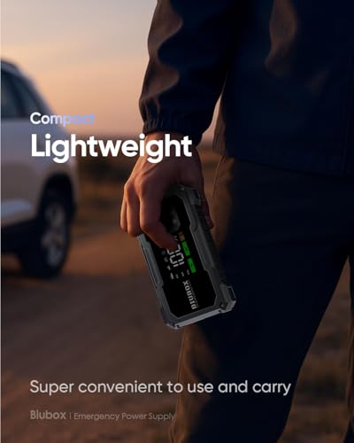 Car Jump Starter with Air Compressor, BiuBox 8500A 150PSI Car Battery Jump Starter for All Gas /9L Diesel, 12V Car Battery Charger Jump Starter with Insulated Gloves, LED Display, 500lm Light