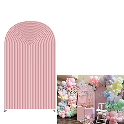 ittsmnt Arch Backdrop Cover Pink Ripples Arched Stretchy Fabric 4X7ft Stand Covers for Birthday Parties Banquet Baby Shower Decorations Props at Amazon