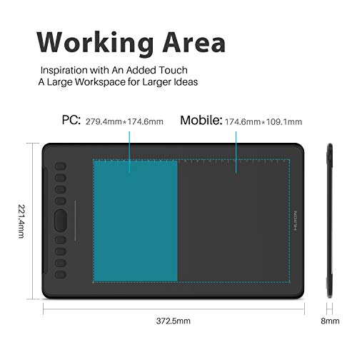 HUION Inspiroy H1161 Graphics Drawing Tablets, Touch Strip and 8192 Pen
