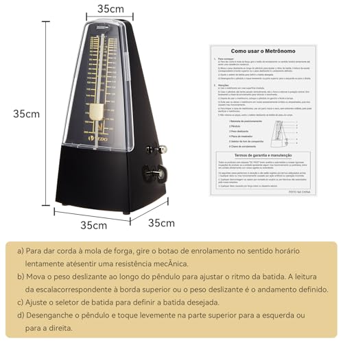 Metrônomo mecânico, Núcleo mecânico de cobre formato clássico batida precisa, vários modos de batida, adequado para piano guitarra bateria violino bateria saxofone preto Cabelo liso São Paulo Brasil