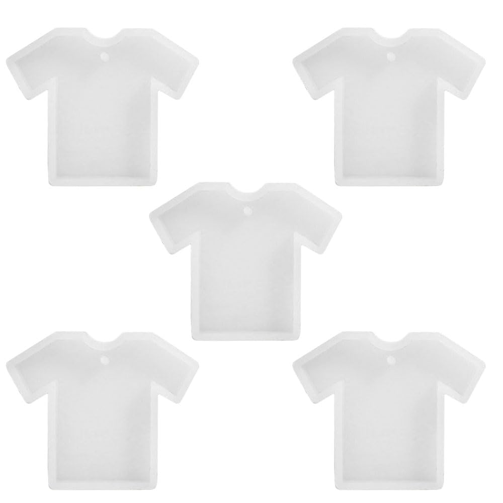 5 Pcs Keychain Mould T-Shirt Silicone Mold Silicone T-Shirt Pendant Mould Silicone Moulds for Make Pendant Keychain Decoration